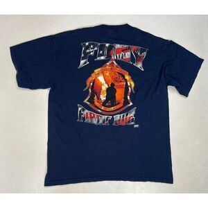 VINTAGE FDNY New York Fire Department 2007 T-shirt Men Large Blue Short Sleeve